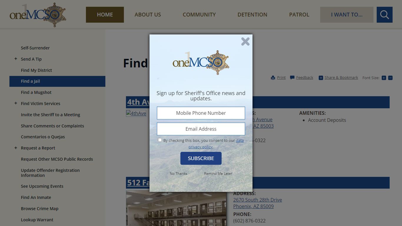 Find a Jail | Maricopa County Sheriff's Office